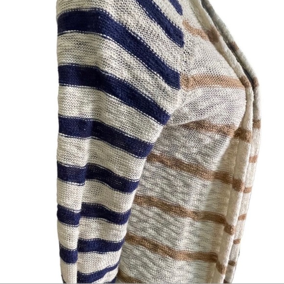 NATURAL Reflections bohemian Striped Knit Open Front Cardigan Cream Size S NWOT - Picture 4 of 9